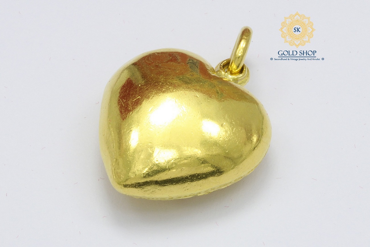 จี้หัวใจทองคำแกะลายเพชรเดี่ยว-5