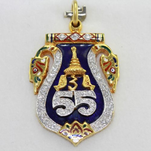 จี้เสมาลงยาสีน้ำเงินทองคำ