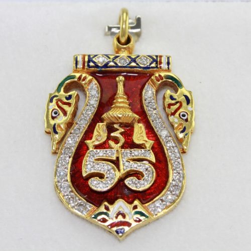 จี้เสมาลงยาสีแดงทองคำ