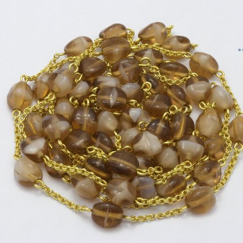 สร้อยคอทองคำห่วงคู่คั่นลูกปัด