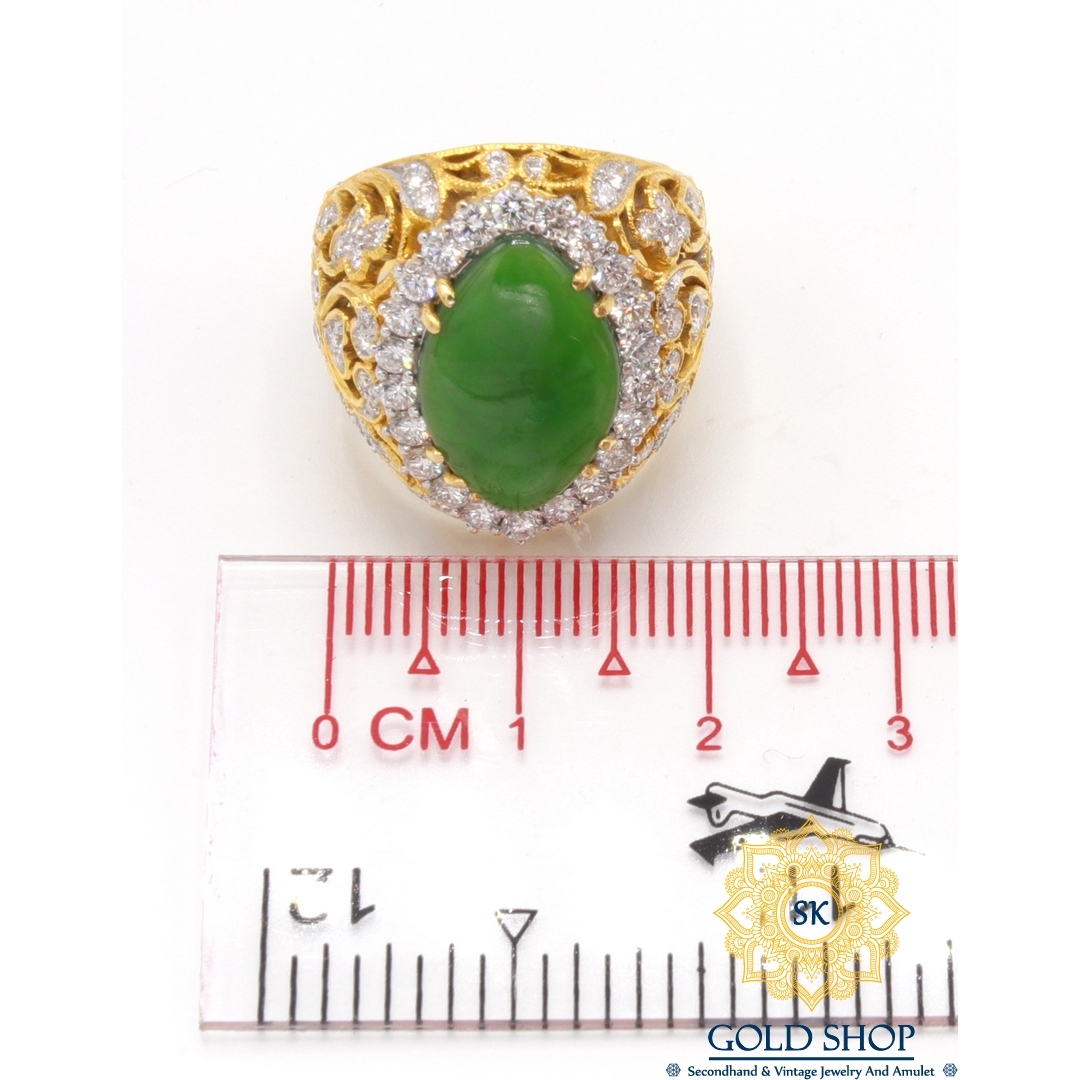 แหวนหยกล้อมเพชรฉลุลาย-11